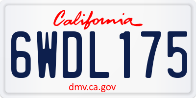 CA license plate 6WDL175