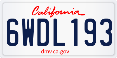 CA license plate 6WDL193