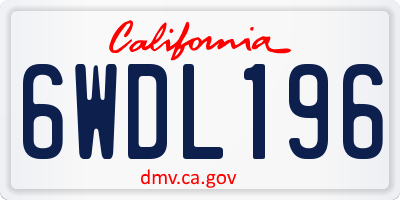 CA license plate 6WDL196