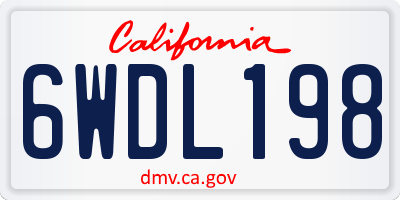 CA license plate 6WDL198