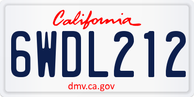 CA license plate 6WDL212