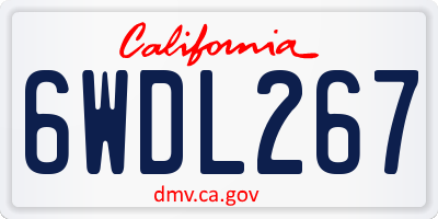CA license plate 6WDL267