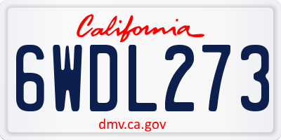 CA license plate 6WDL273