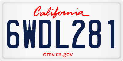 CA license plate 6WDL281