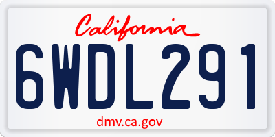CA license plate 6WDL291