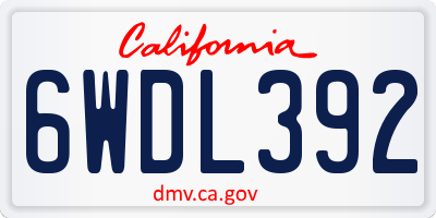CA license plate 6WDL392