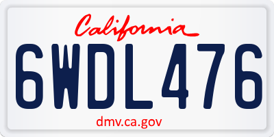 CA license plate 6WDL476