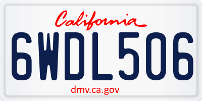 CA license plate 6WDL506