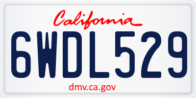 CA license plate 6WDL529