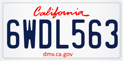 CA license plate 6WDL563