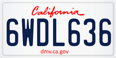 CA license plate 6WDL636
