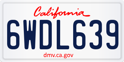 CA license plate 6WDL639