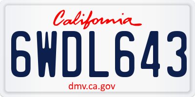 CA license plate 6WDL643