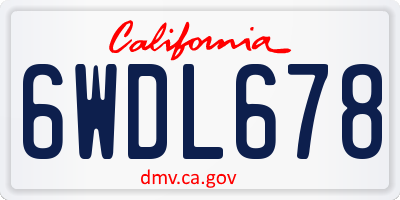 CA license plate 6WDL678