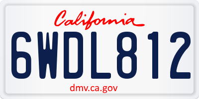 CA license plate 6WDL812
