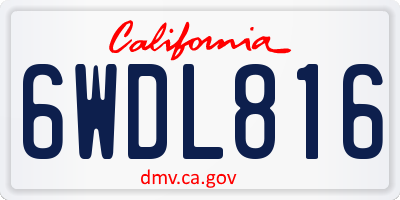 CA license plate 6WDL816
