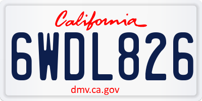 CA license plate 6WDL826