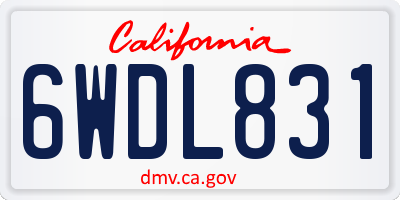 CA license plate 6WDL831