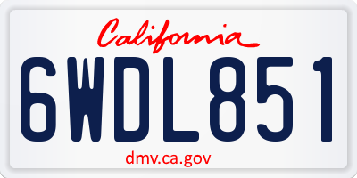 CA license plate 6WDL851
