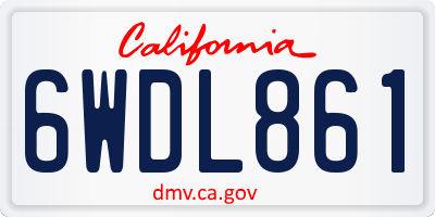 CA license plate 6WDL861