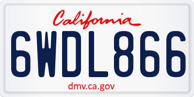 CA license plate 6WDL866