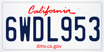 CA license plate 6WDL953