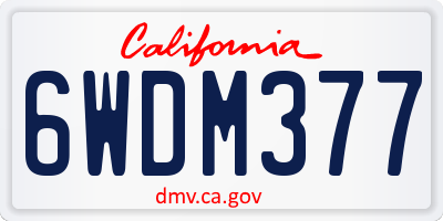 CA license plate 6WDM377