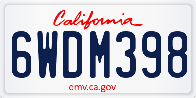 CA license plate 6WDM398