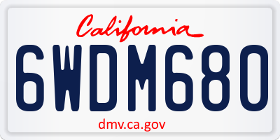 CA license plate 6WDM680