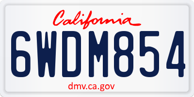 CA license plate 6WDM854