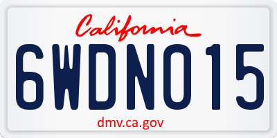 CA license plate 6WDN015