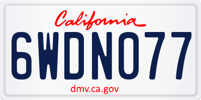 CA license plate 6WDN077