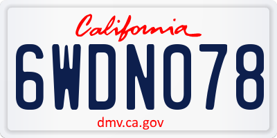 CA license plate 6WDN078