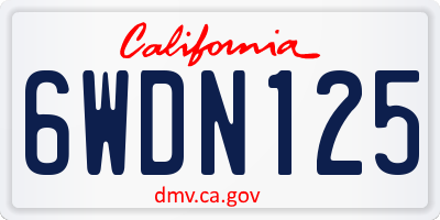 CA license plate 6WDN125