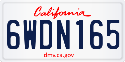 CA license plate 6WDN165