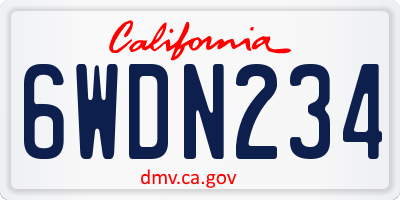 CA license plate 6WDN234