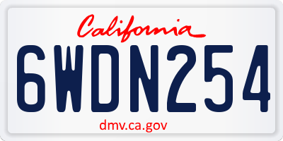 CA license plate 6WDN254