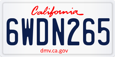 CA license plate 6WDN265
