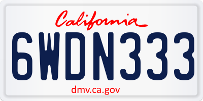 CA license plate 6WDN333