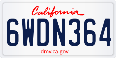 CA license plate 6WDN364