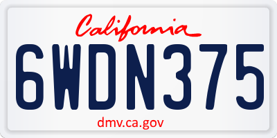 CA license plate 6WDN375