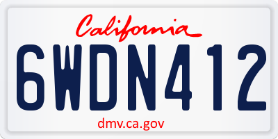 CA license plate 6WDN412
