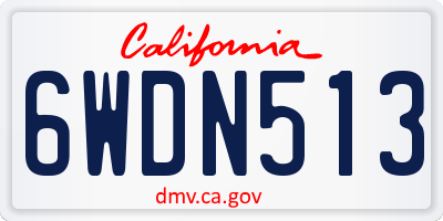 CA license plate 6WDN513