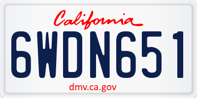 CA license plate 6WDN651