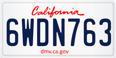 CA license plate 6WDN763