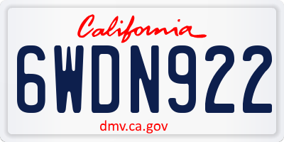 CA license plate 6WDN922