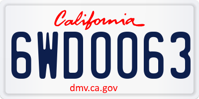 CA license plate 6WDO063