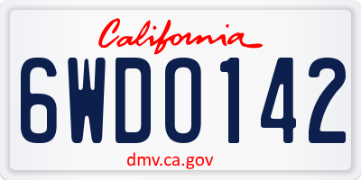 CA license plate 6WDO142