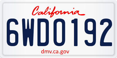 CA license plate 6WDO192