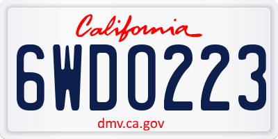 CA license plate 6WDO223